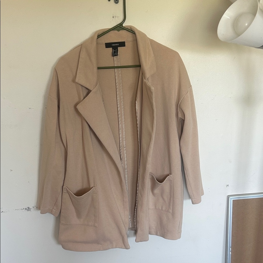 Forever 21 Beige Open-Front Blazer Jacket